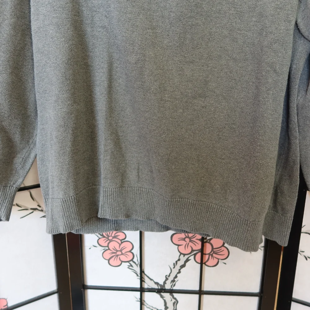 Tasso Elba Gray Quarter Zip Sweater with Stand-Up Collar Size XL